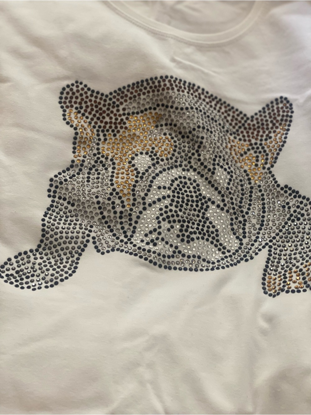 NWT Chico's Frenchie Audrina Optic White 3/4 tee Gold & Black Accents size 0